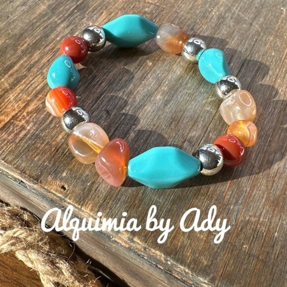 Alquimia Blue and red Carnelian Bohemian bracelet - Picture 1 of 2